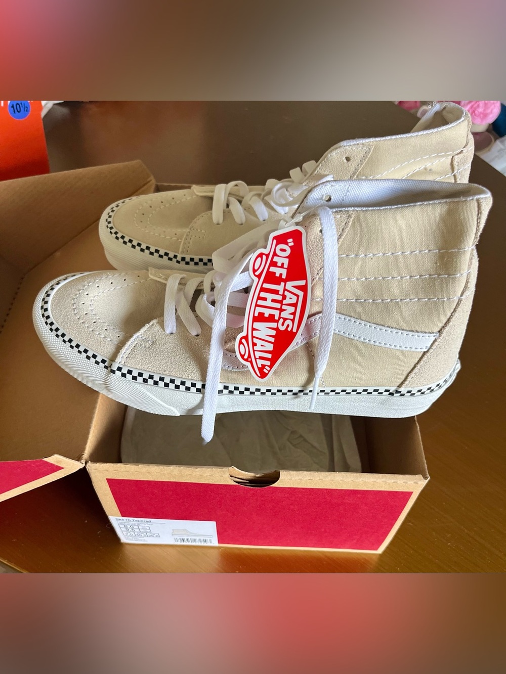 Vans Beige and White High-Top Sneakers